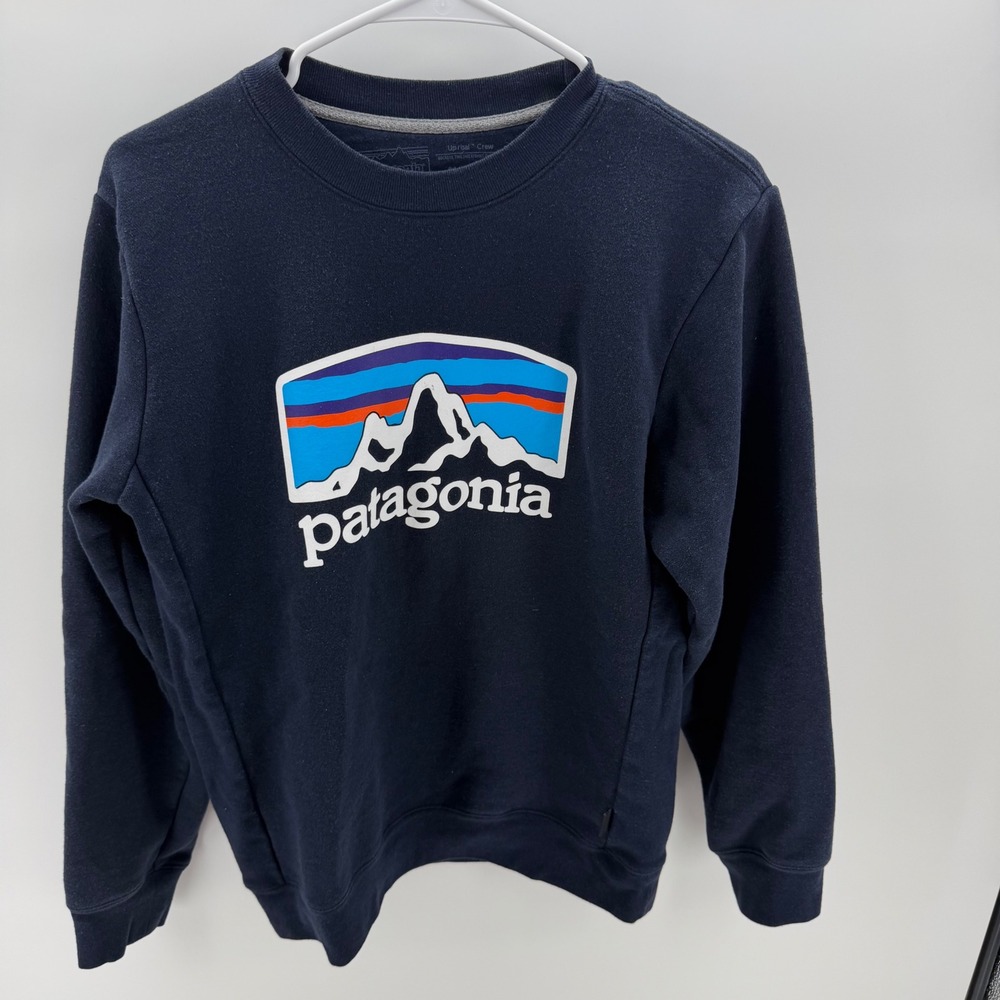 Patagonia Uprisal Crew Sweatshirt Women's XS Navy Fitz Roy Logo Pullover
